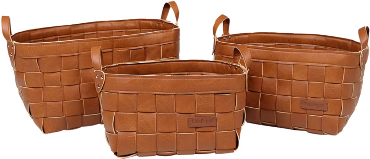 Kidsdepot Opbergmanden Set - Kess - Bruin (3 Stuks)