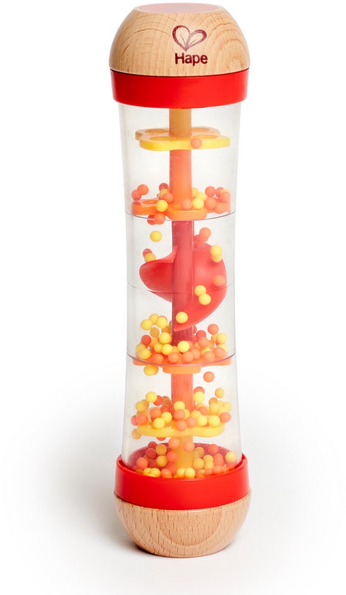 Hape Regenmaker Rood - Houten Rammelaar en Sensorisch Babyspeelgoed vanaf 0 Maanden — afbeelding 19