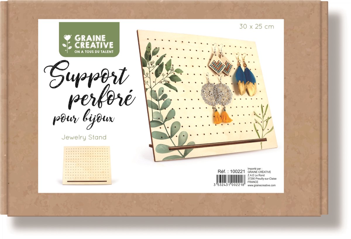 Graine Creative houten sieraden bord oorbellen standaard 30x25x8 cm.