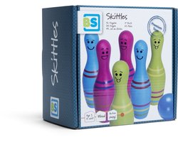 BS Toys Skittles Bowling Kegelspel - Bowlingset kinderen - bowlingset speelgoed - Actiespel - Houten speelgoed - Kinder Speelgoed 4 Jaar - Buiten speelgoed - Buitenspel - Buiten Spellen - Tuin Speelgoed - Rood & Wit - 6 Kegels