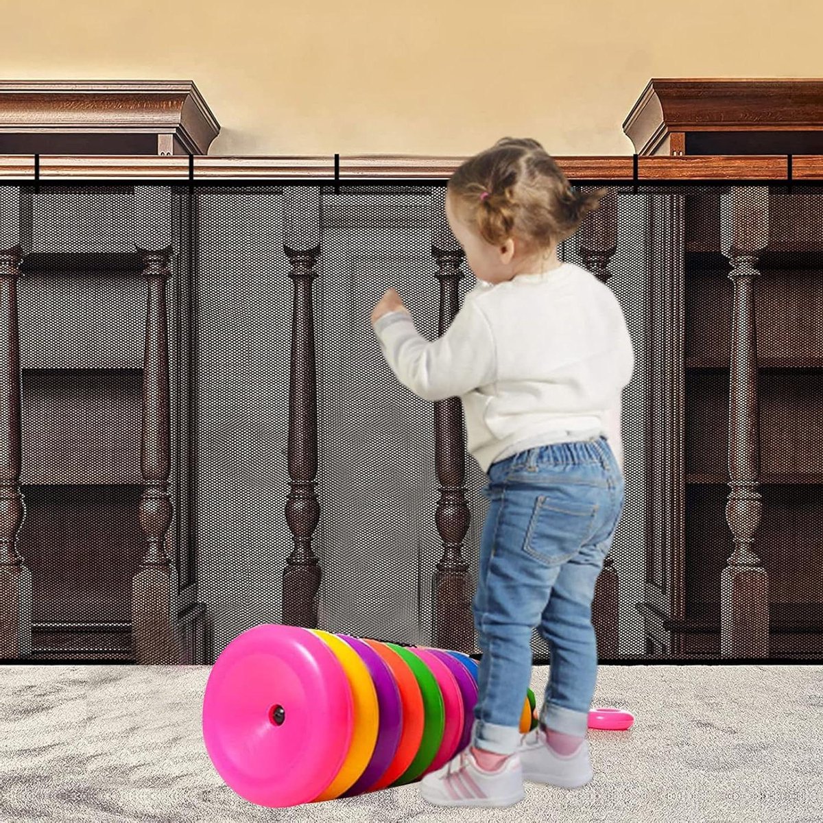 Veiligheidsnet trappen en leuningen voor kinderen en balkon - zwart (2 meter x 79 cm)