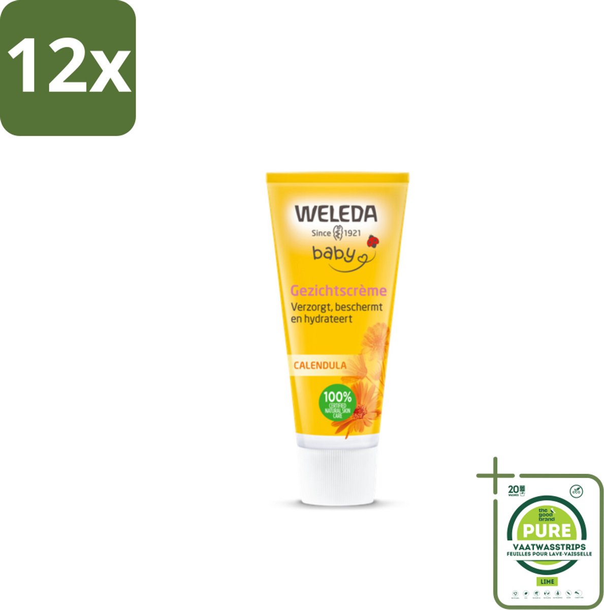 WELEDA - Gezichtscrème - Baby & Kind Calendula - 50 ml - Voordeelverpakking - 12 stuks - Babyhuid - Gezichtscrème