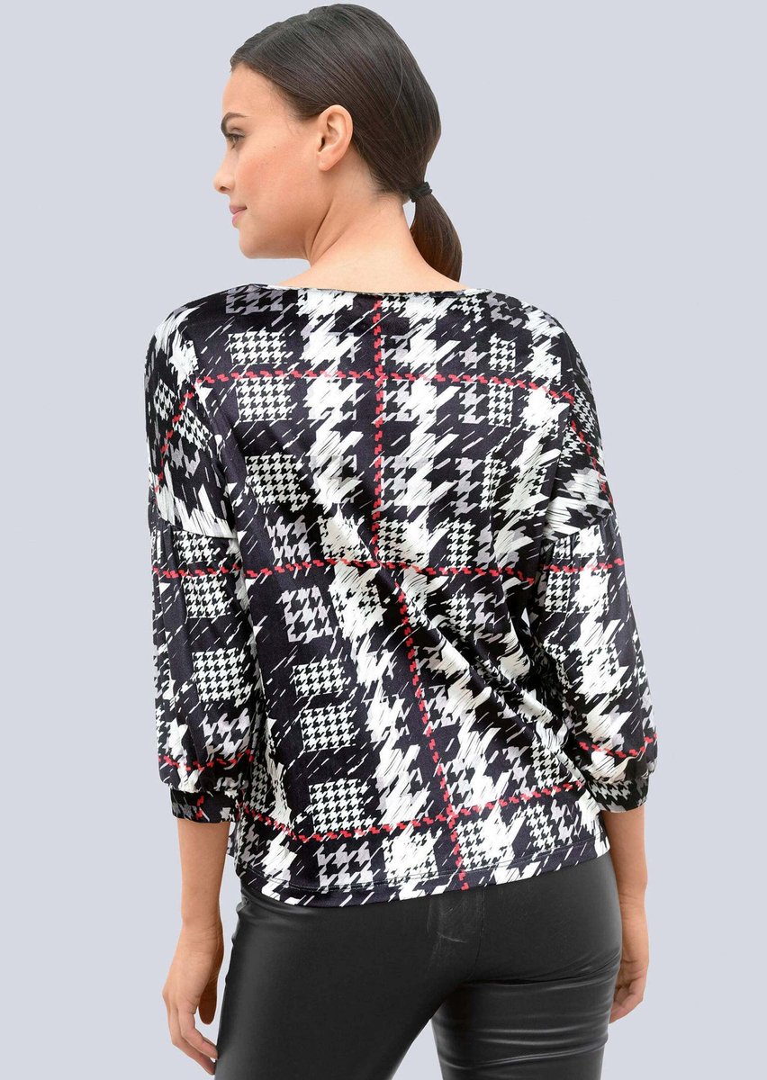 ALBA MODA Shirt Shirt mit Hahnentrittdessin
