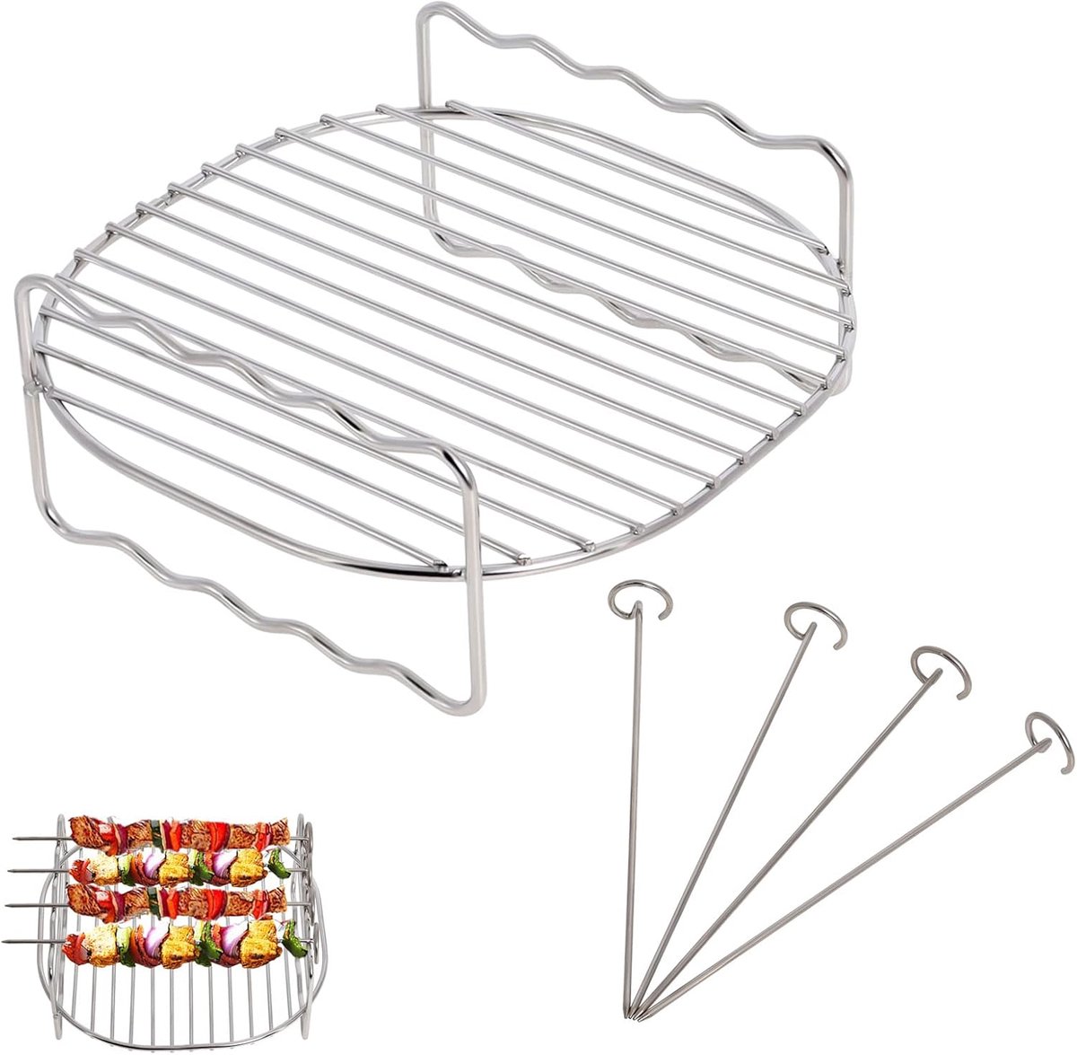 Airfryer-rek Airfryer-accessoire met 4 spiesen