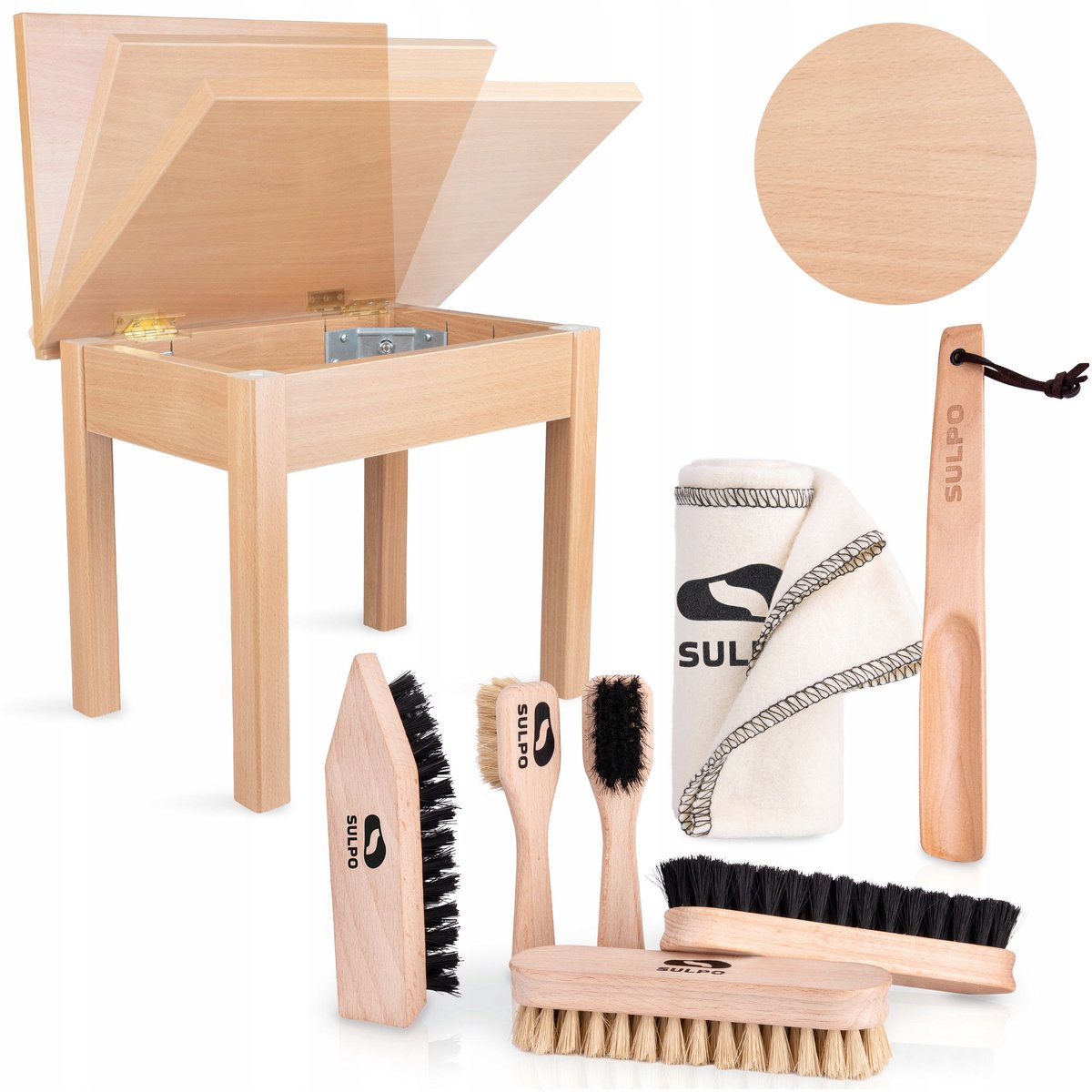 Schoenpoetsset met kruk: Zacht haar, complete reiniging