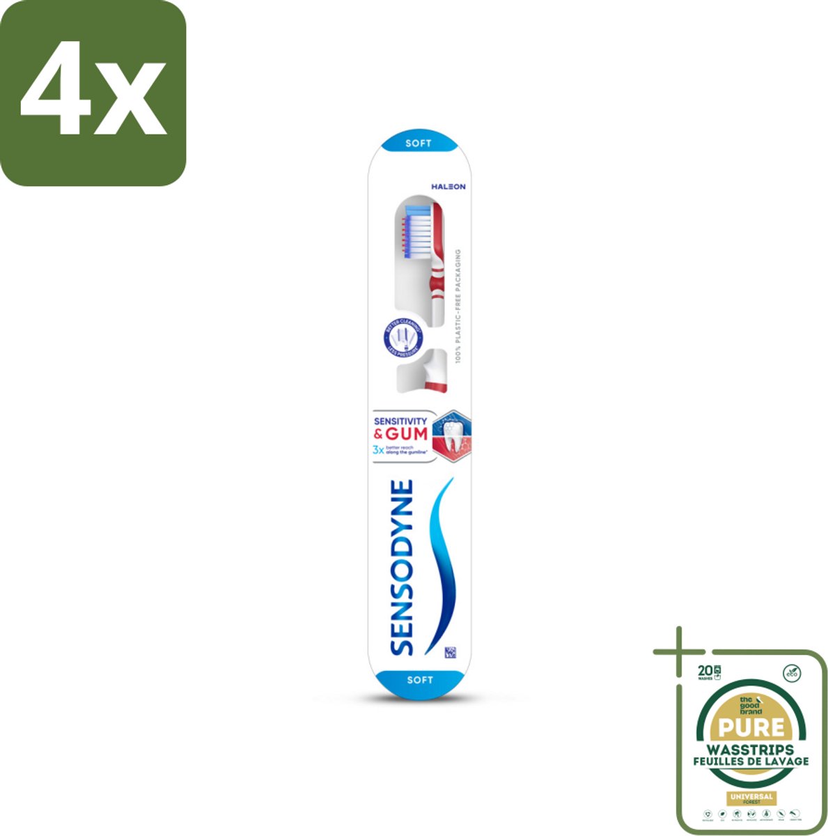 Sensodyne - Tandenborstel - Gevoeligheid & Tandvlees - Tandvlees Versterkend - 1 tandenborstel - Voordeelverpakking - 4 stuks - Zachte tandenborstel - Tandenborstel voor gevoelige tanden