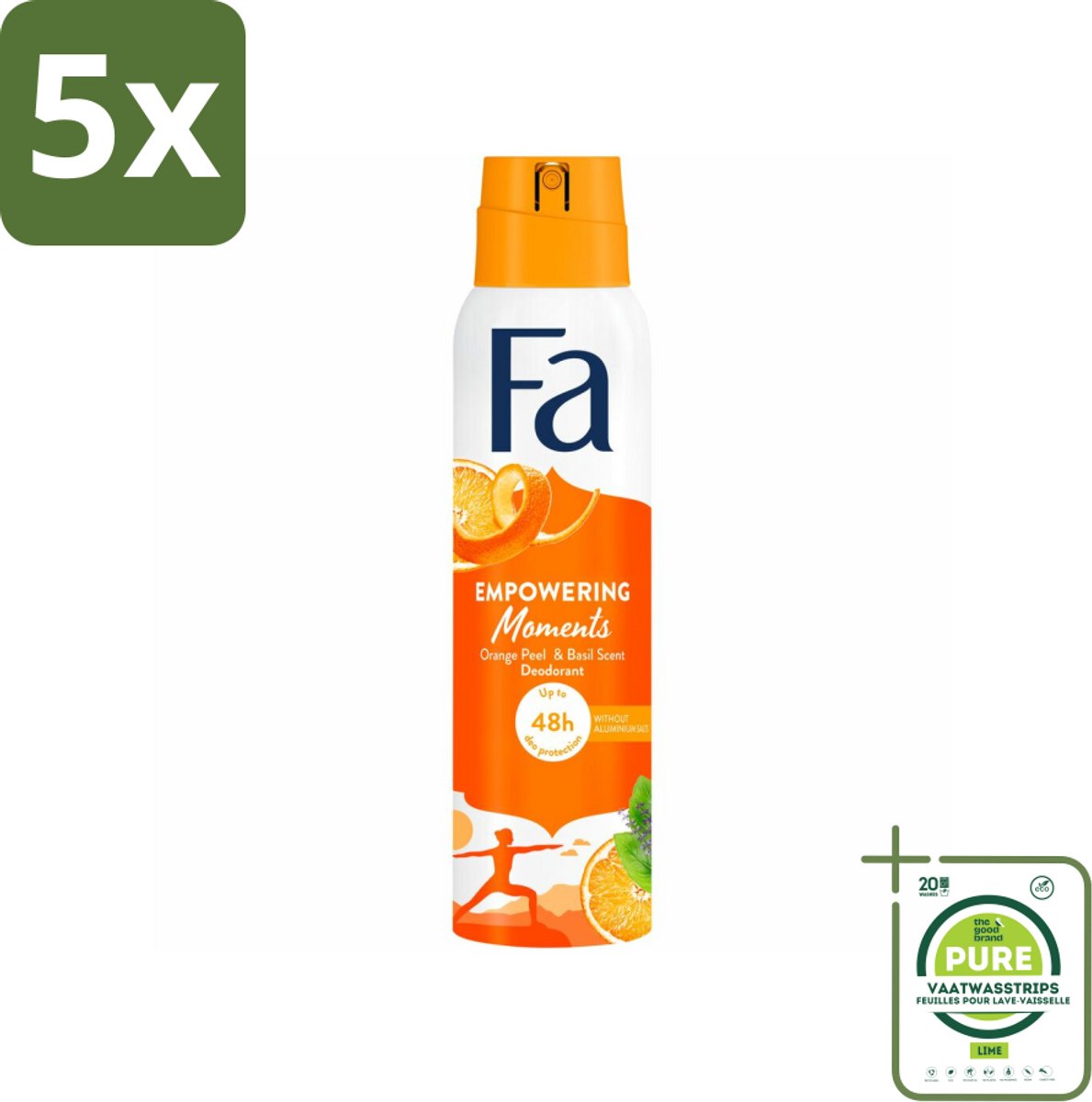 5 x Fa – Deodorant Spray – Empowering Moments – 150 ml - Grootverpakking - Deodorant Spray - Geur - Zweet - Geurige Deodorant - Frisheid