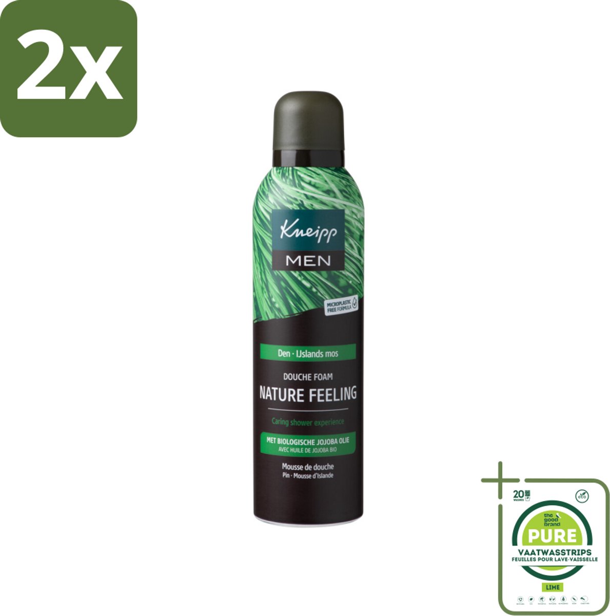 Kneipp – Men Nature Feeling – Douche Foam – Frisse Dennengeur – 200 ml - Voordeelverpakking - 2 stuks - Douche foam - Natuurlijke douche
