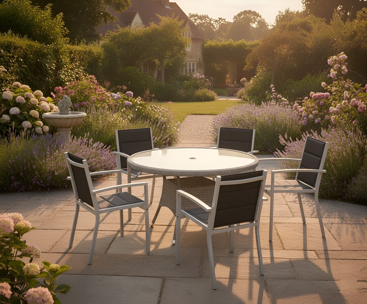 Tuinstoelen Set van 6 met - Armleuningen – Aluminium Outdoor Stoelen - Medahomestore