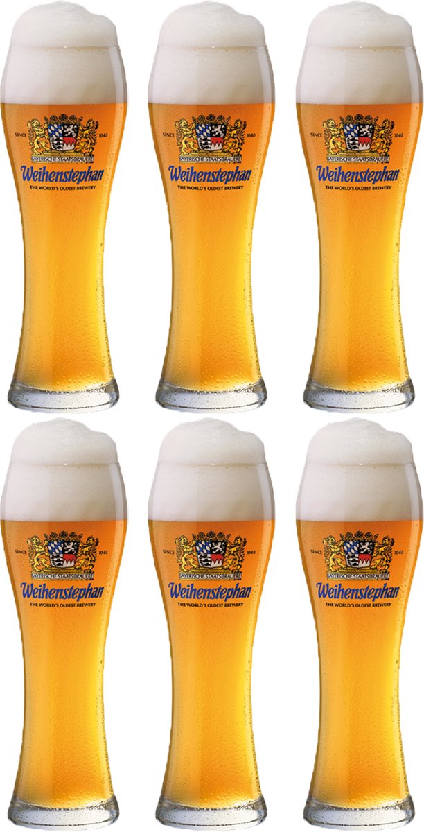 Weihenstephaner Weizen Bierglazen 30cl - Transparant Glas - Set van 6 Stuks