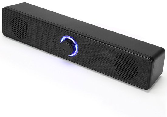 Gigicial Haut-parleur d'ordinateur - Haut-parleur pc - Grand bouton rotatif éclairé et son puissant pour un audio clair - 1 - Adapté au bureau et à l'ordinateur portable Zwart
