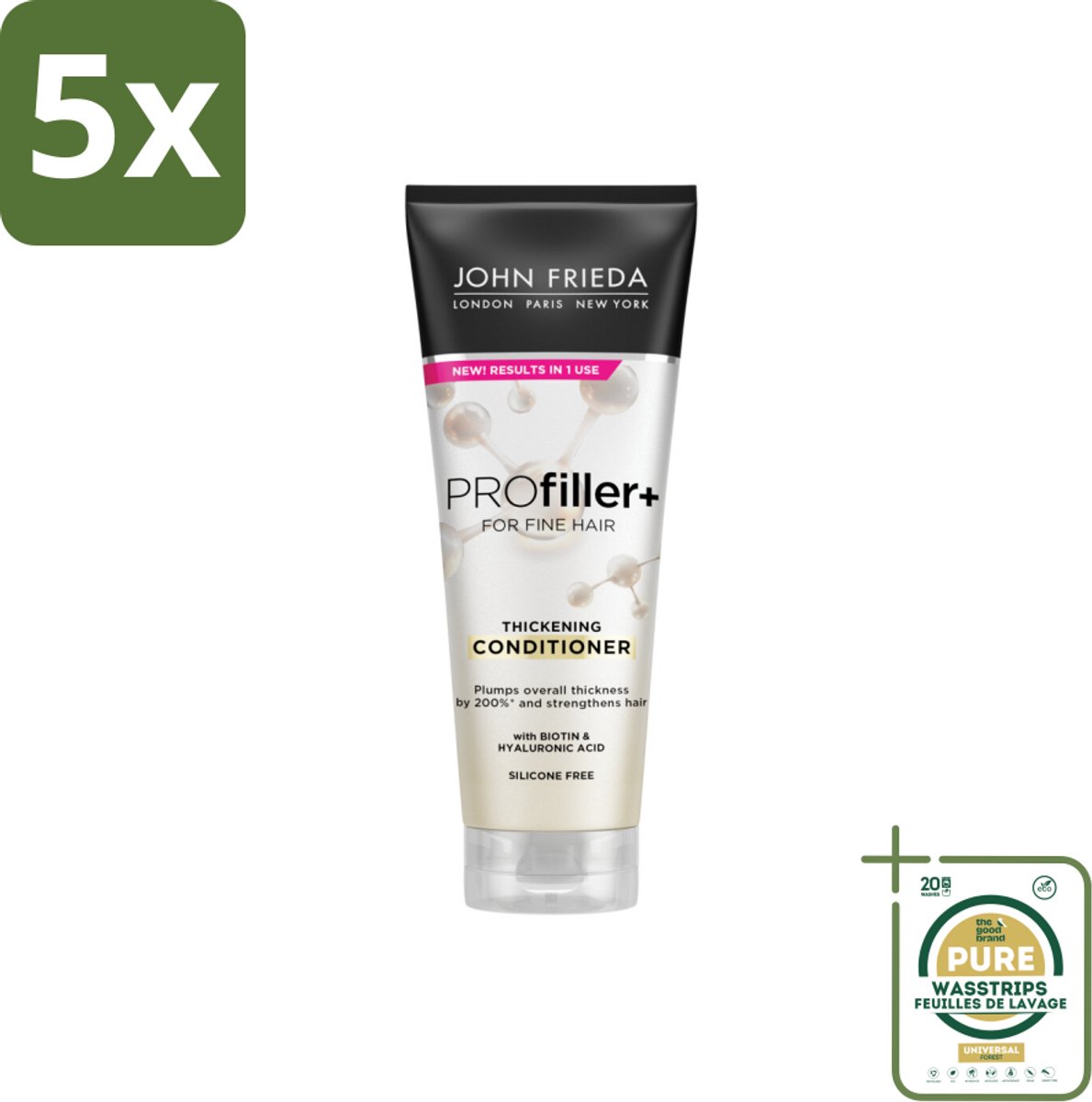 5 x John Frieda – Conditioner – PROfiller+ Thickening – Volumeverhogend – 250 ml - Grootverpakking - Koffiezetapparaat