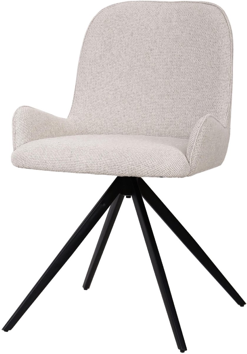 PTMD Eetkamerstoel Leander - Beige - 58x53.5x83.5cm