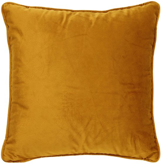 Dutch Decor FINN - Sierkussen 60x60 cm - velours - couleur unie - Chai Tea - jaune - Coussin intérieur inclus