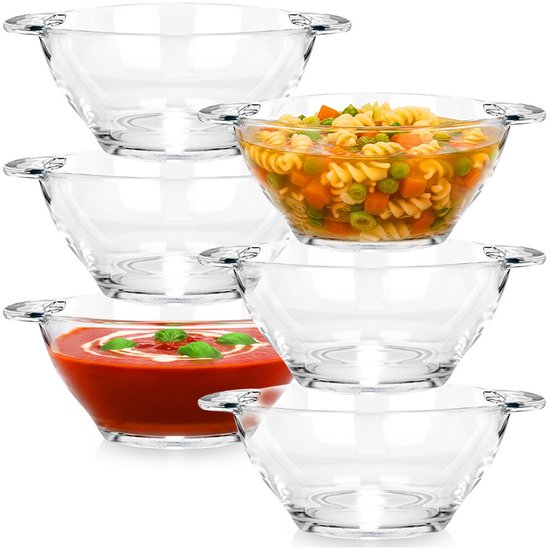 Bols à soupe en Glas 420 ml, lot de 6 - Kom - Assiette creuse - Set à soupe - Assiettes creuses