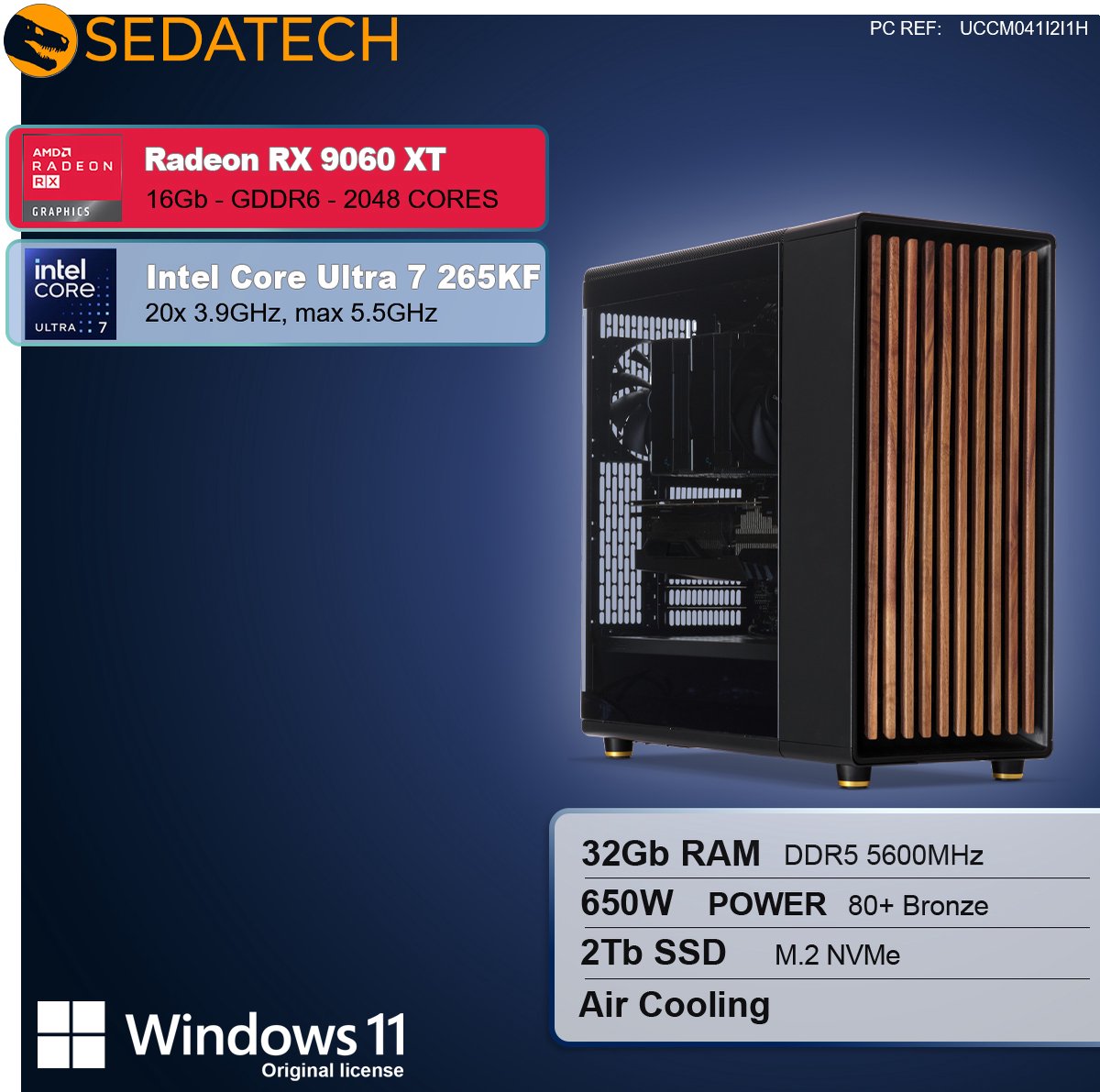 Sedatech Advanced Gaming PC Premium • Intel Core Ultra 7 265KF 20x 3.9GHz • Radeon RX 9060XT • 32Gb DDR5 • 2Tb SSD M.2 • WiFi • Bluetooth, USB C • Windows 11 • Desktop computer thumbnail 5