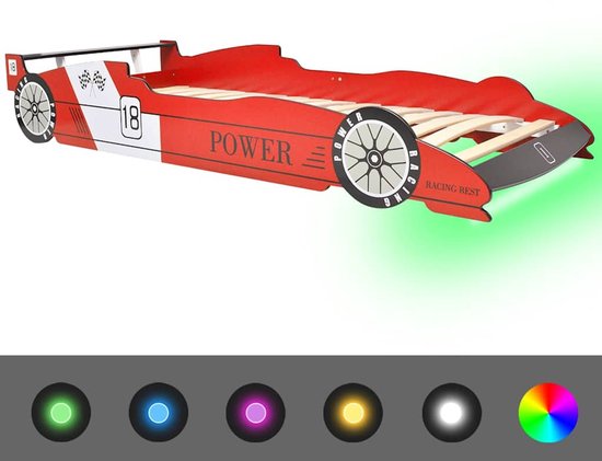 Lit de course pour enfants vidaXL avec éclairage LED 90x200 cm Rouge