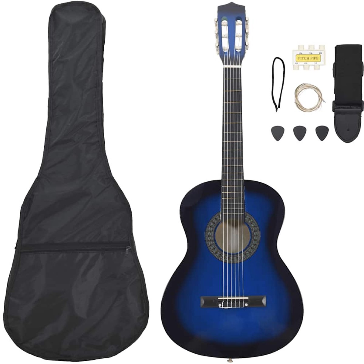 Bol.com vidaXL - 8-delige - Gitaarset - klassiek - beginner - 3/4 - 36" - blauw aanbieding