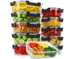 Aviro Vershoudbakjes Glas - Meal Prep Bakjes - Diepvriesbakjes - Met Deksel - 10 Stuks 1040ml / 340ml