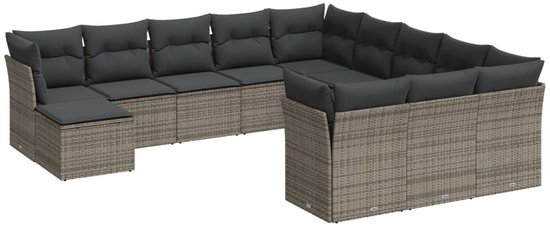 vidaXL-12-delige-Loungeset-met-kussens-poly-rattan-grijs