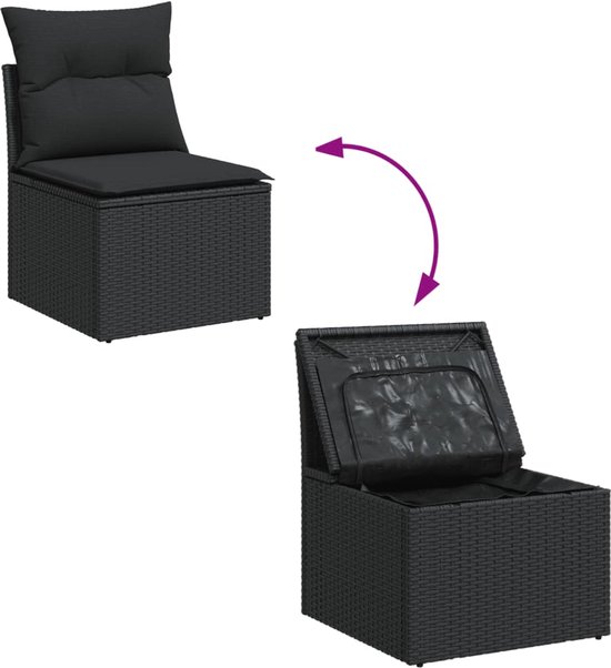 vidaXL-13-delige-Loungeset-met-kussens-poly-rattan-zwart