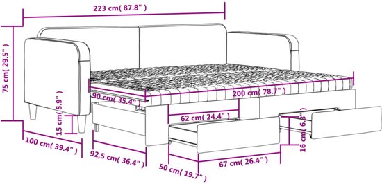 vidaXL-Slaapbank-met-onderschuifbed-en-lades-90x200-cm-stof-crèmekleur