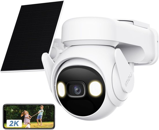 Imou 2K Wireless Solar WiFi Surveillance Camera - Met Solar Panel - Wifi - Outdoor - Buiten Camera - Wit - Beveiligings Camera - Tot Max 256GB Micro SD (niet inbegrepen) van Merkloos — afbeelding 2