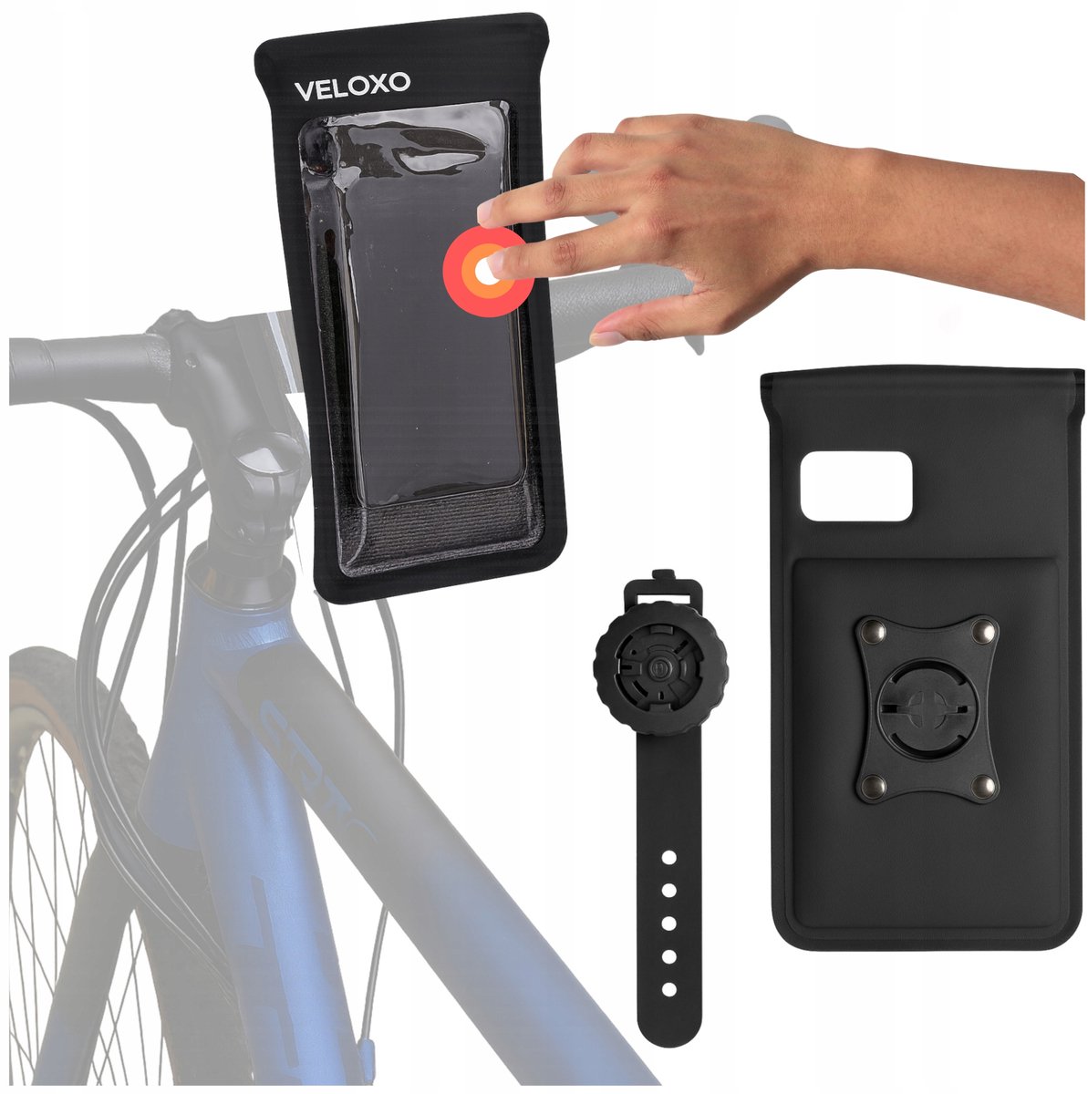 Merkloze waterdichte fietstelefoonhouder voor stuur - tot 9 inch