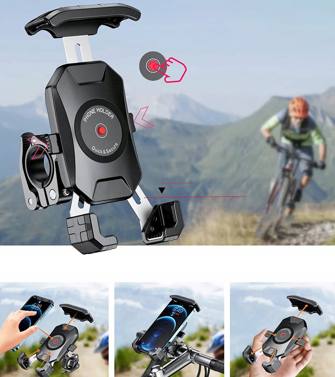 Universele Fiets Telefoonhouder - Motor, Scooter, Stuur