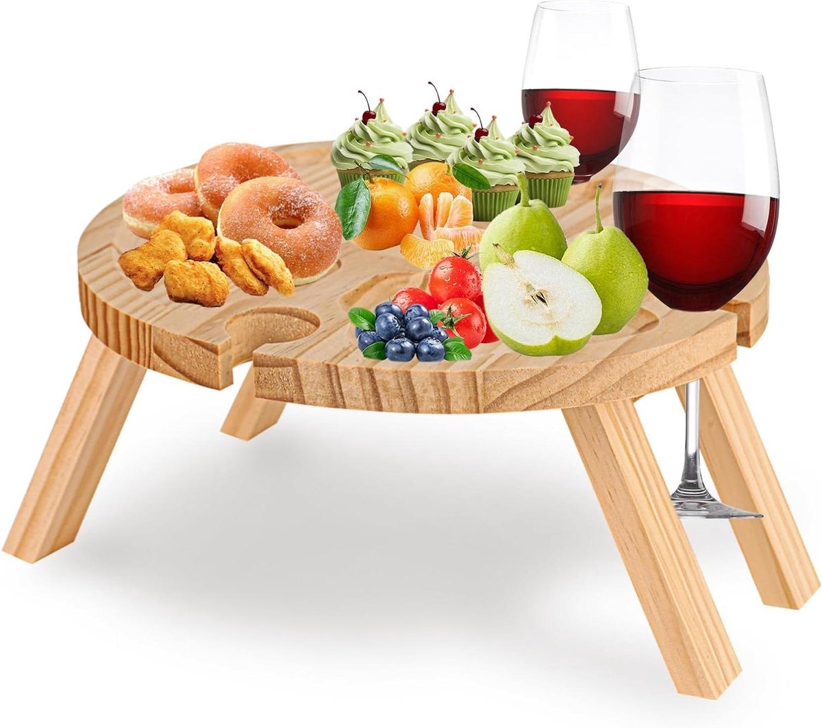 CSGoods - Opvouwbare Picknicktafel Outdoor met Wijnglashouder voor Camping en Strand