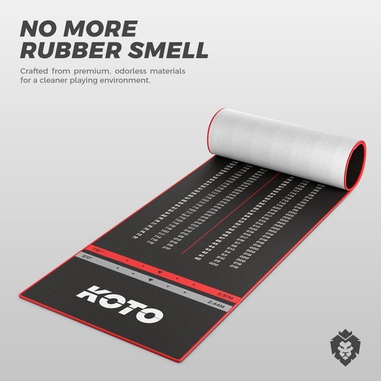 KOTO Check Out Tapijt Rood 285 x 80 cm, Incl. Score-indicatie & Oche Professionele Dartmat, Bescherming Vloer & Dartpijlen, Dart Mat van KOTO — afbeelding 5