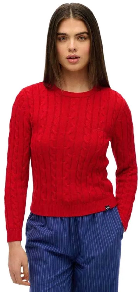 Superdry Essentials Slanke Kabeltrui Dames Sweaters Rood