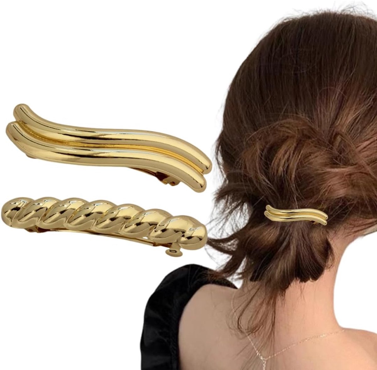 Grote Elegante Haarspelden voor Vrouwen - 2 Automatische Haarspelden - Haaraccessoires