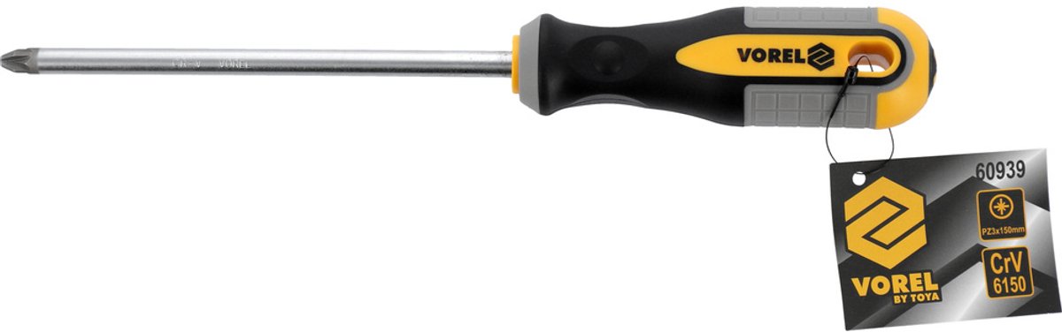 Vorel Pozidriv Schroevendraaier PZ3x150mm CrV - Magnetische Punt