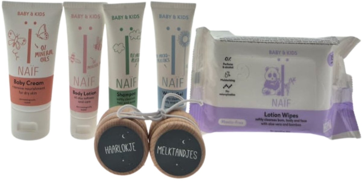 Naif Baby Kraamcadeau Verzorging - Billendoekjes & Bewaardoosjes – Luxe Verzorgingsset | Wellness Giftbox | Verwen Cadeaupakket voor Baby's