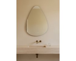 VIDI MELIN – Badkamerspiegel met LED Verlichting – Organische Druppelvorm – Dimbaar – 3 Lichtkleuren – Anti-Condens – 80×60 cm – Wandspiegel – 2025