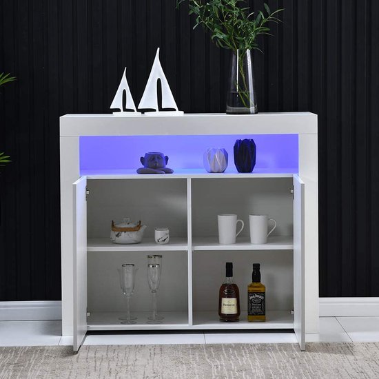 Moderne witte hoogglans dressoir kast met deur en plank
