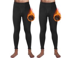 Thermale Lange Onderbroeken voor Mannen - 2-Pack Fleece Gevoerde Leggings voor Koud Weer