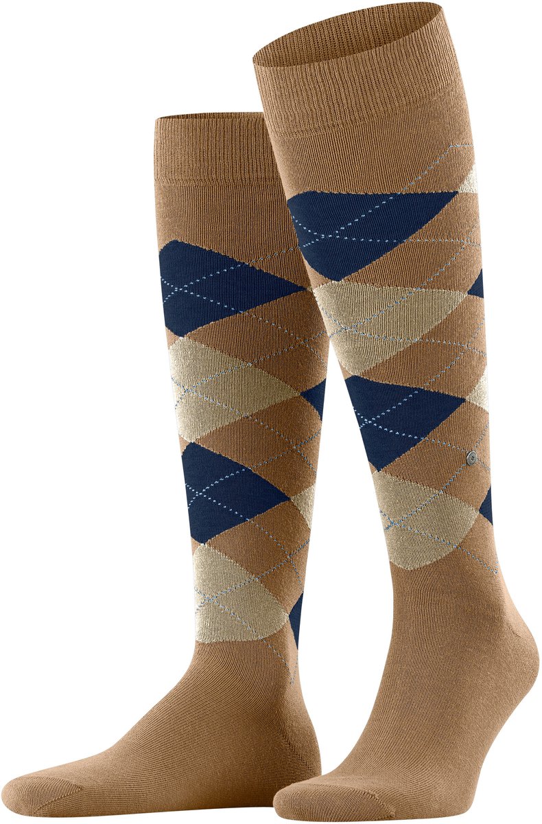 Burlington King lang gedessineerd katoen kniekousen heren beige - maat 40-46