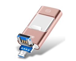 128GB 4-in-1 USB Stick – USB-C / Micro-USB / USB-A – Hoge Snelheid Gegevensoverdracht – Compatibel met iOS, Android & PC