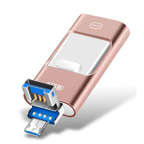 128GB 4-in-1 USB Stick – USB-C / Micro-USB / USB-A – Hoge Snelheid Gegevensoverdracht – USB Stick voor PC, telefoon