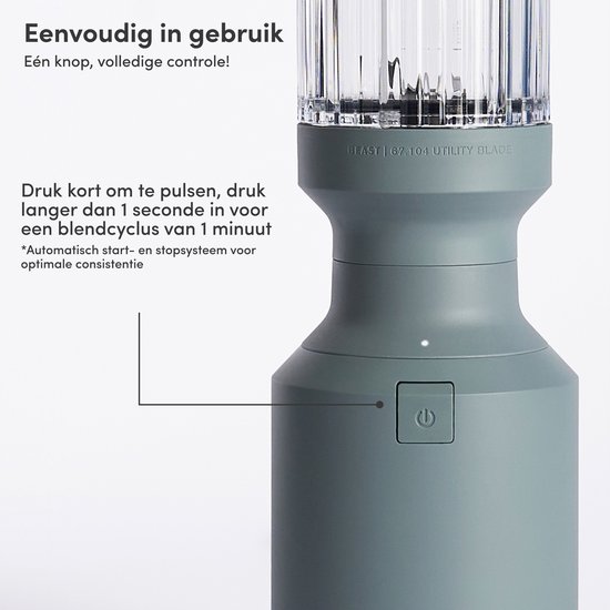 BEAST Blender - 3 To-go bekers - 785 ml - Smoothie maker met bewaardoppen, drinkdop en draagdop - 850 W - Ideaal voor smoothies en sauzen - Mist van BEAST — afbeelding 4