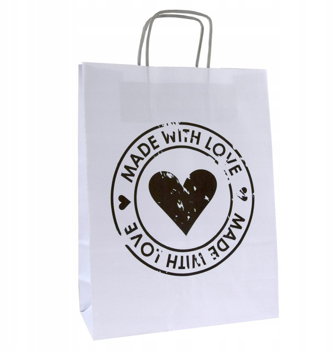 Papieren Cadeautas 'Made with Love' - 24x10x32 cm - A4 formaat