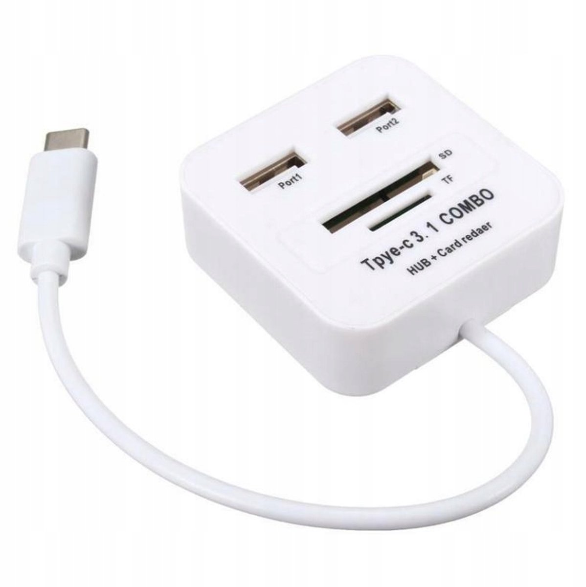 USB-C 3.1 Hub met 2x USB 3.0 en SD/microSD Kaartlezer