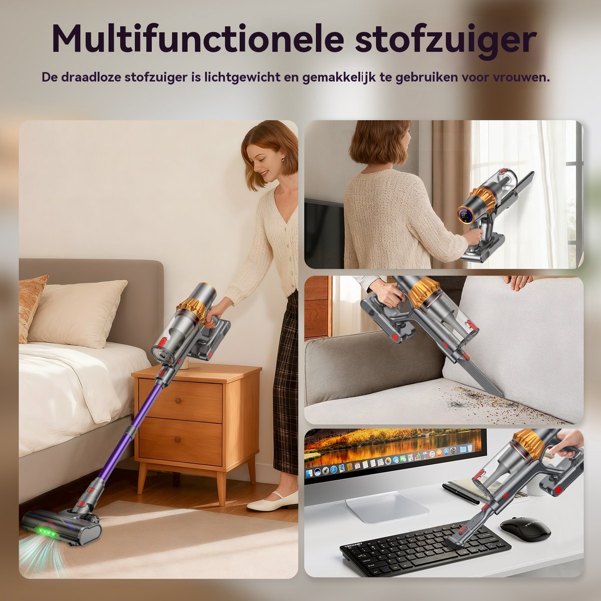 RAYOFI Draadloze Steelstofzuiger 70000PA met LED-Display - afbeelding 3