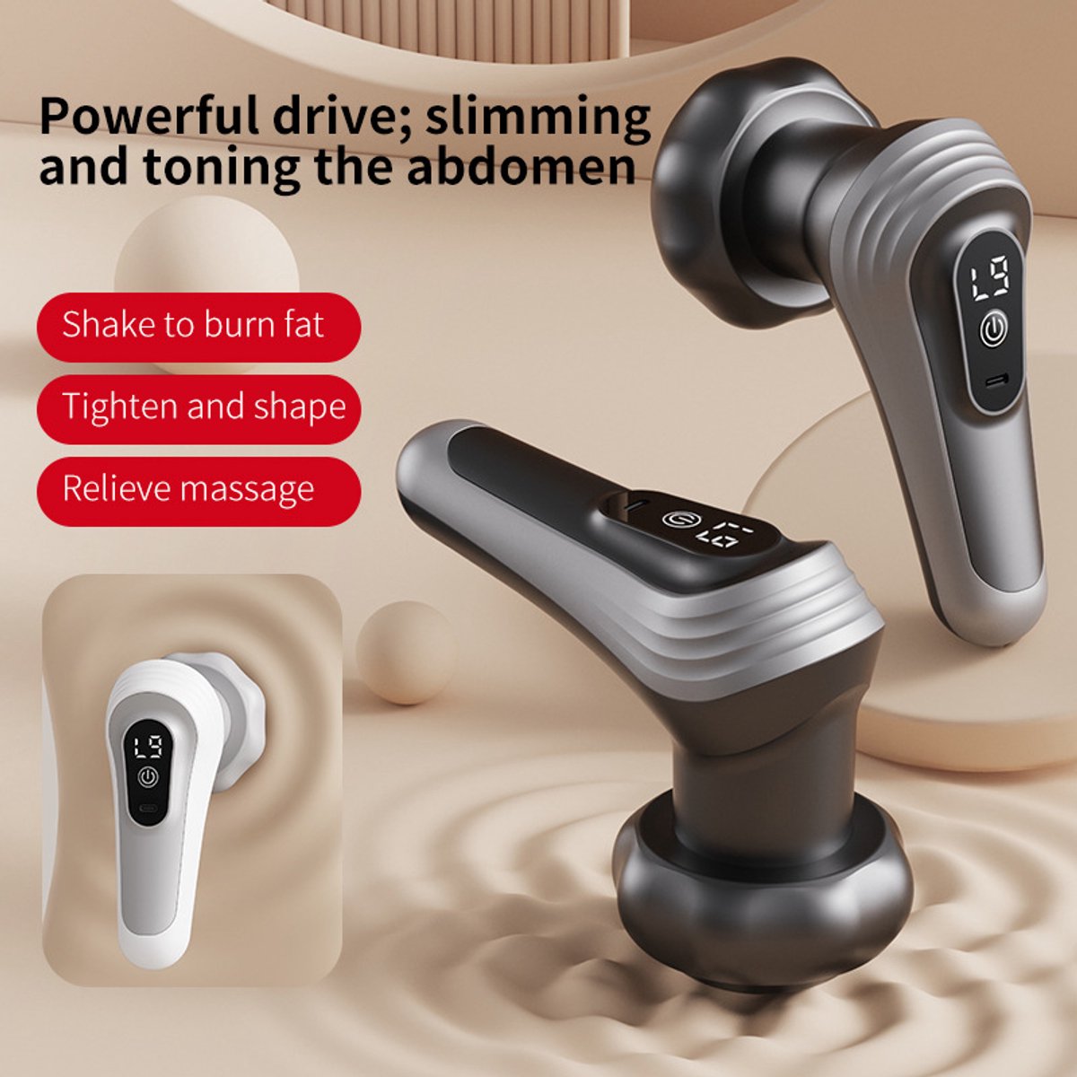 Zwarte fascia massager, full-body massager, kan worden