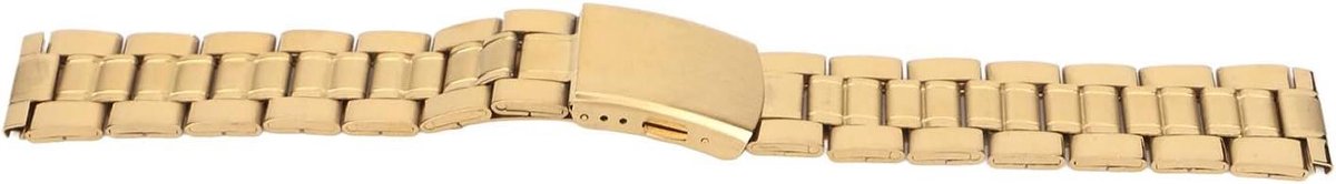 TTGoods - Roestvrijstalen horlogeband met dubbele sluiting gesp voor dames (18mm) - Gouden metalen bescherming