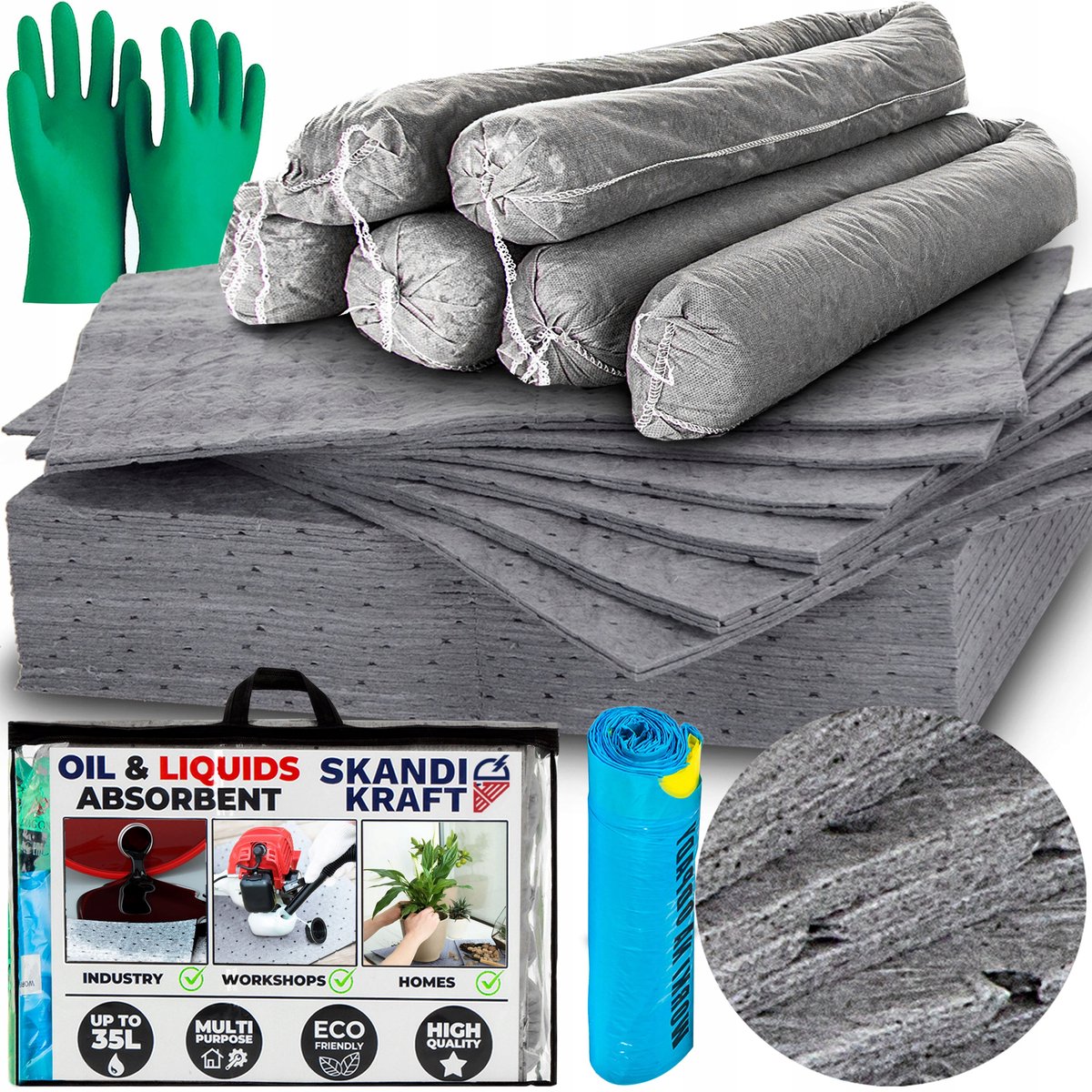 Universeel Absorptiemateriaal: Mat, Slang, Handschoenen voor Huis & Werkplaats