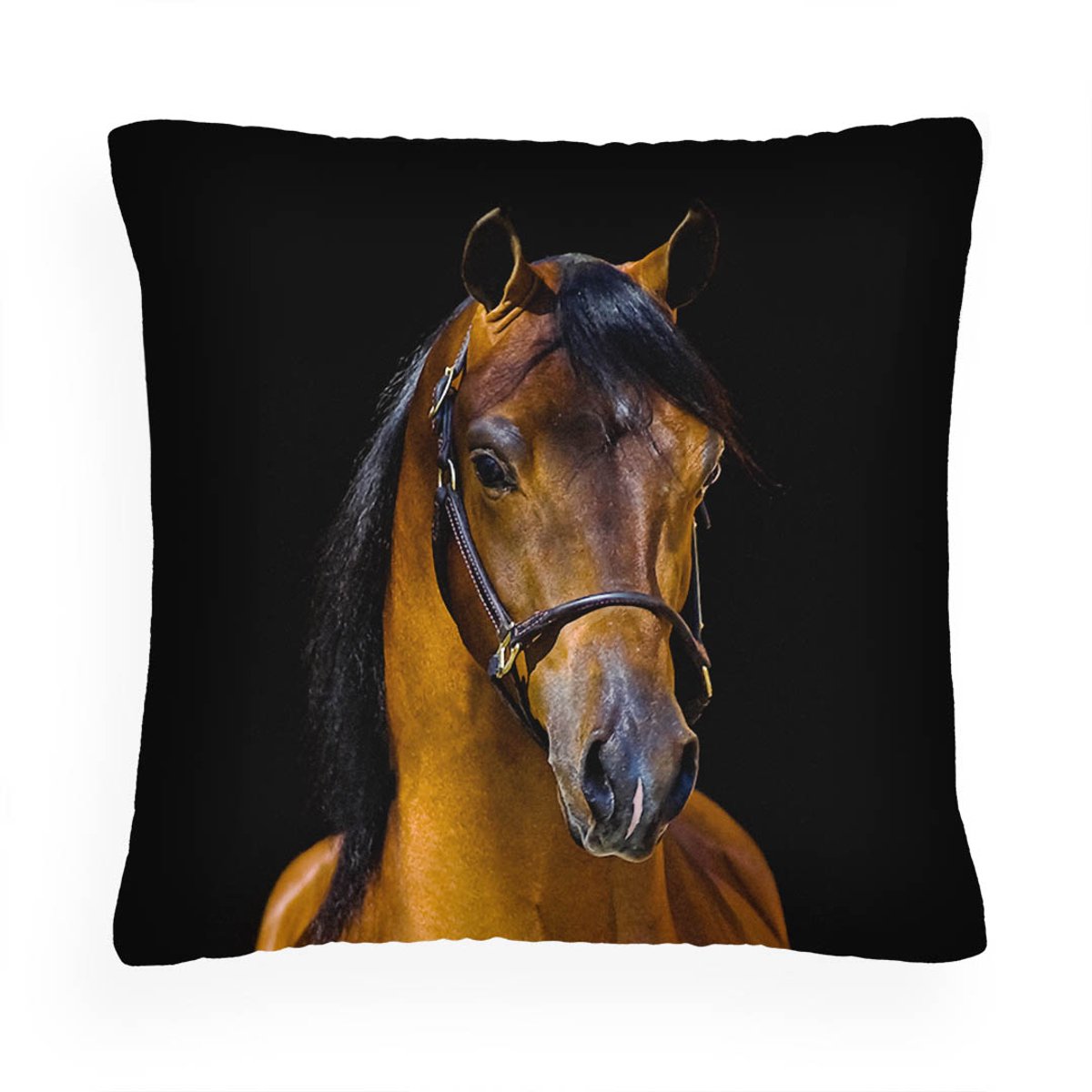 Decoratieve Paardenkussen 40x40 cm met Vulling - Zwart Paard