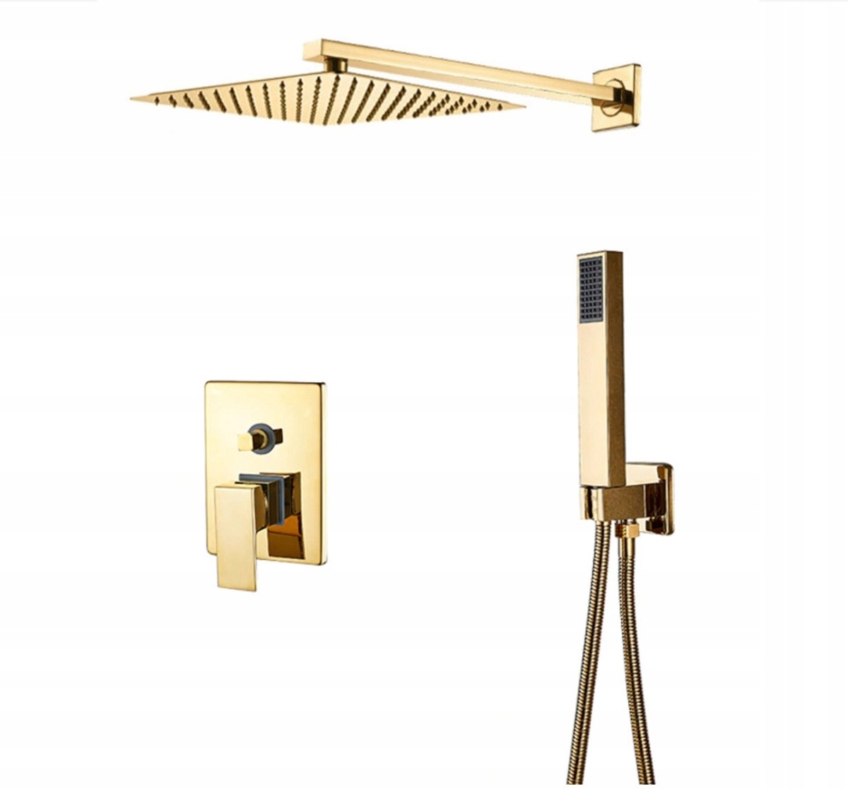Gouden Inbouw Doucheset met Regendouche 25cm